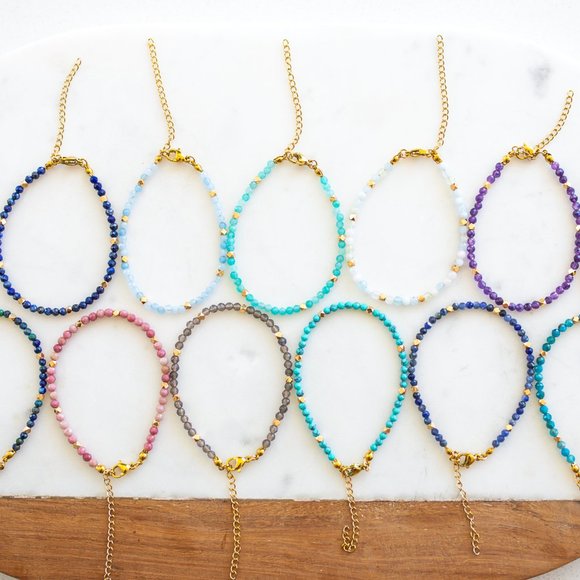 Bracelet Beautiful Amazonite Gemstone Beaded Bracelet Teal Turquoise color CUTE - Picture 5 of 6